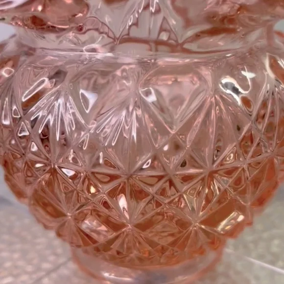 Vintage Fenton Glass Pink Dusty Rose Diamond Star Ruffled Vase – Signed
